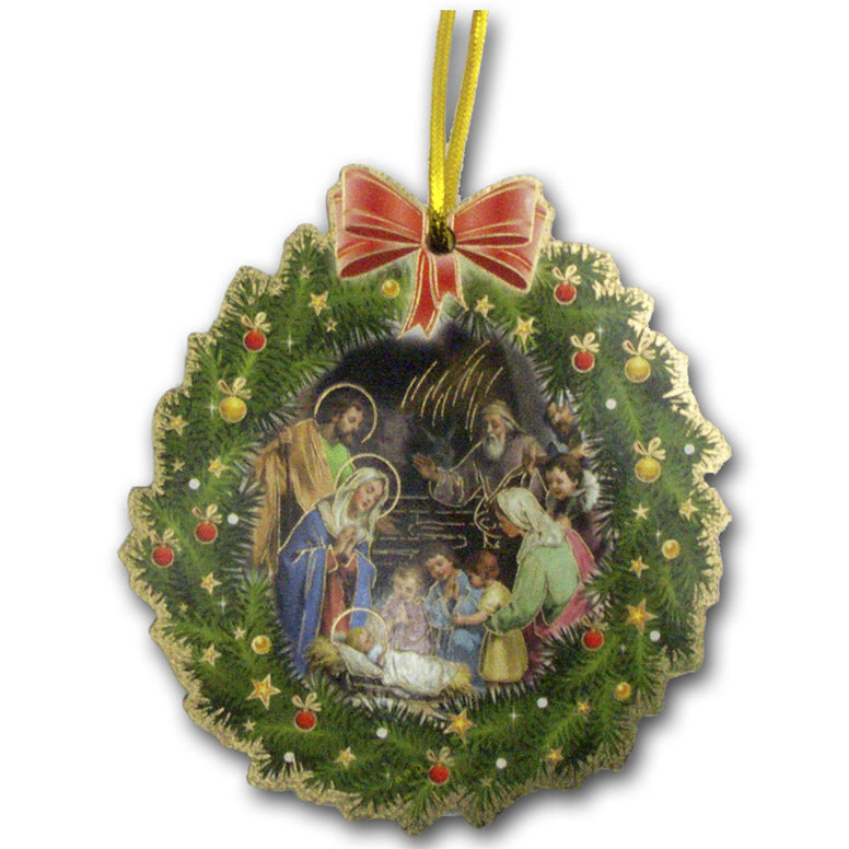 Shepherds at the Crib Wreath Ornament